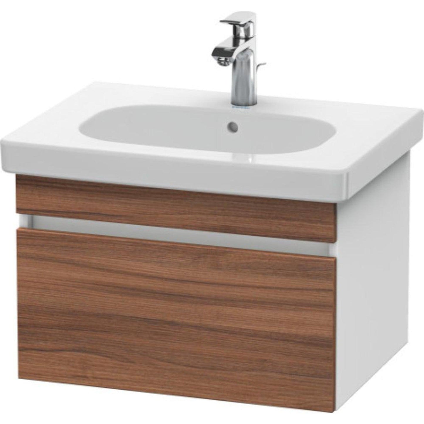 Duravit DuraStyle 24" x 16" x 18" One Drawer Wall-Mount Vanity Unit in Natural Walnut and White (DS638307918)