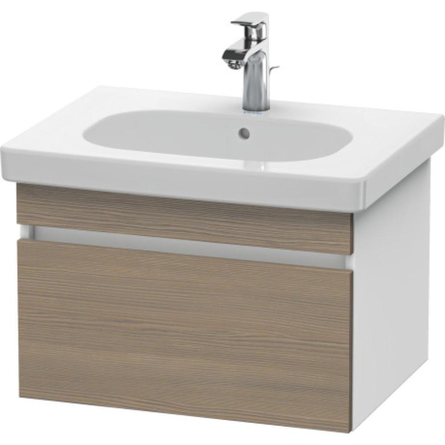 Duravit DuraStyle 24" x 16" x 18" One Drawer Wall-Mount Vanity Unit in Oak Terra and White (DS638303518)