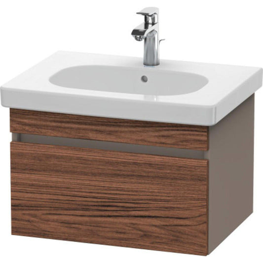 Duravit DuraStyle 24" x 16" x 18" One Drawer Wall-Mount Vanity Unit in Walnut Dark and Basalt (DS638302143)