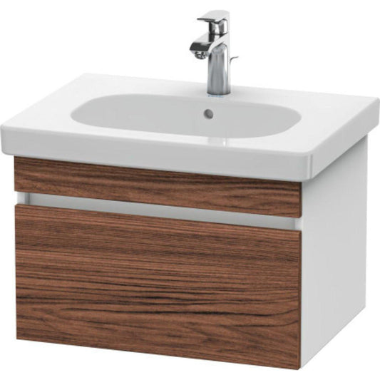 Duravit DuraStyle 24" x 16" x 18" One Drawer Wall-Mount Vanity Unit in Walnut Dark and White (DS638302118)
