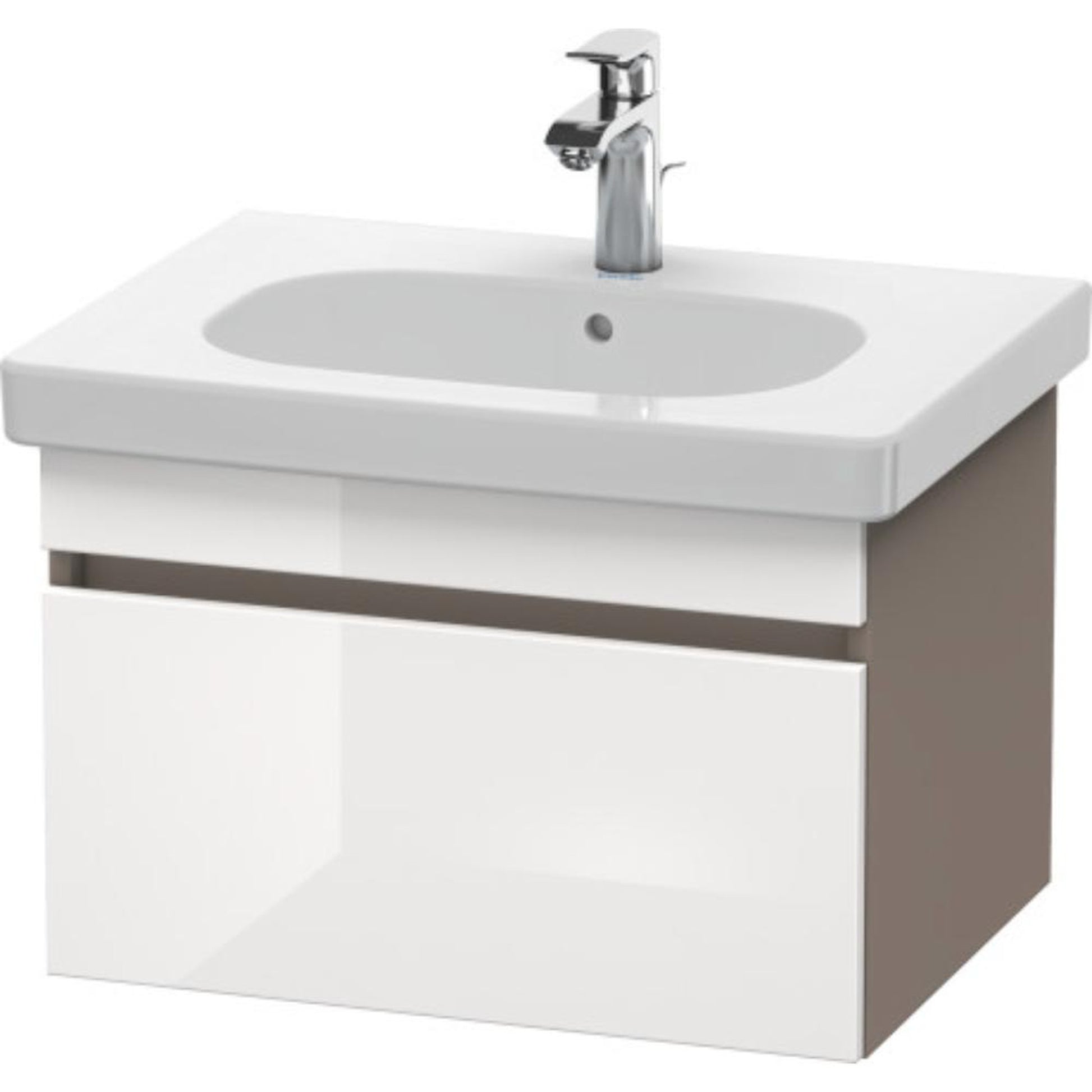 Duravit DuraStyle 24" x 16" x 18" One Drawer Wall-Mount Vanity Unit in White High Gloss and Basalt (DS638302243)