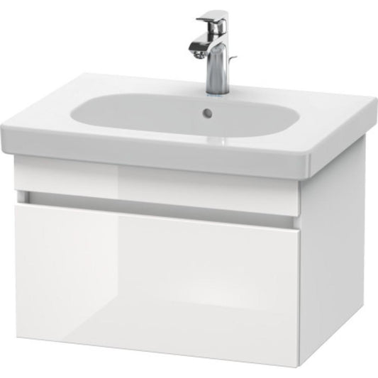 Duravit DuraStyle 24" x 16" x 18" One Drawer Wall-Mount Vanity Unit in White High Gloss and White Matt (DS638302218)