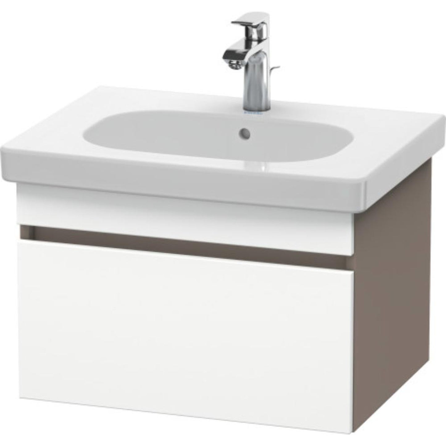 Duravit DuraStyle 24" x 16" x 18" One Drawer Wall-Mount Vanity Unit in White Matt and Basalt (DS638301843)