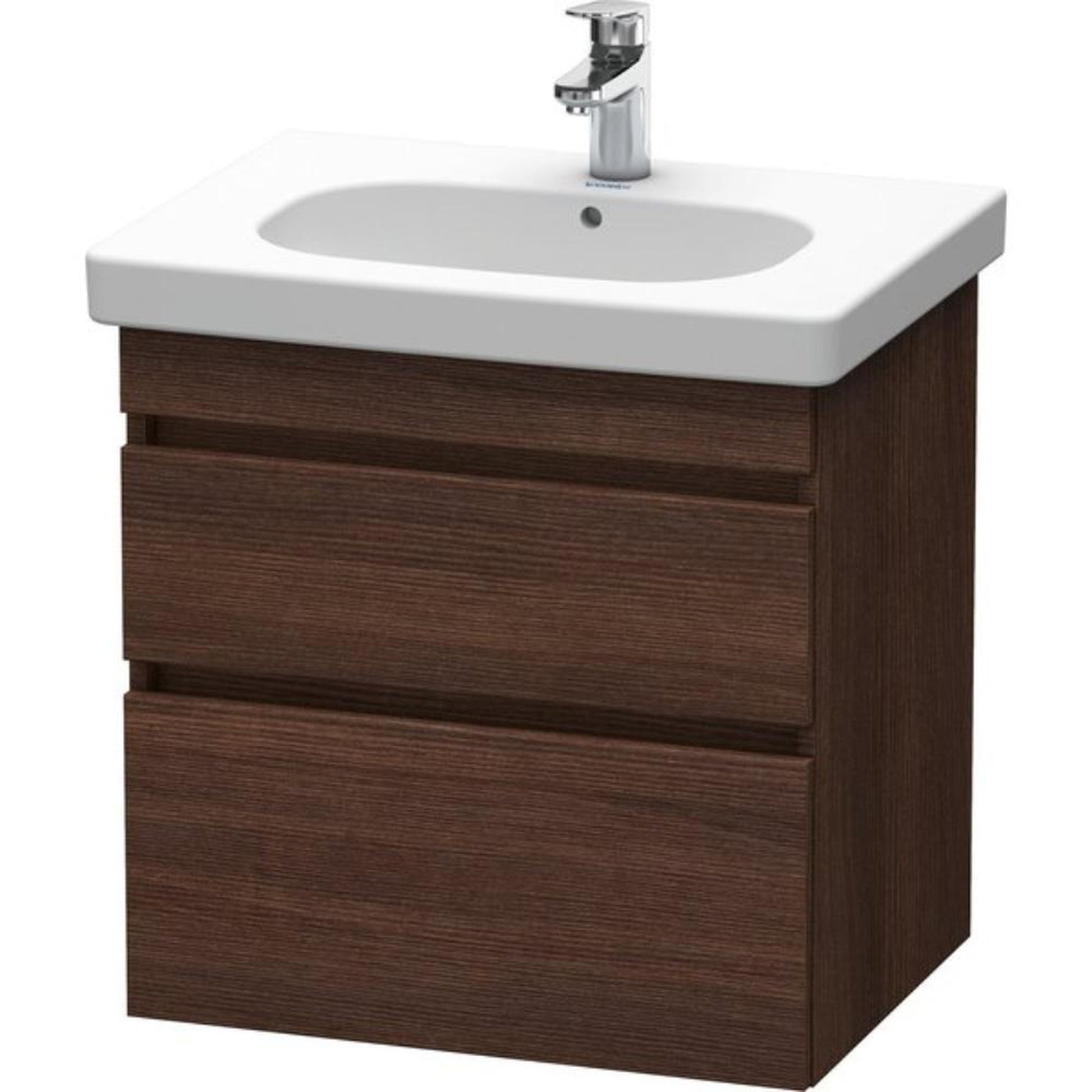 Duravit DuraStyle 24" x 24" x 18" Two Drawer Wall-Mount Vanity Unit in Chestnut Dark (DS648305353)