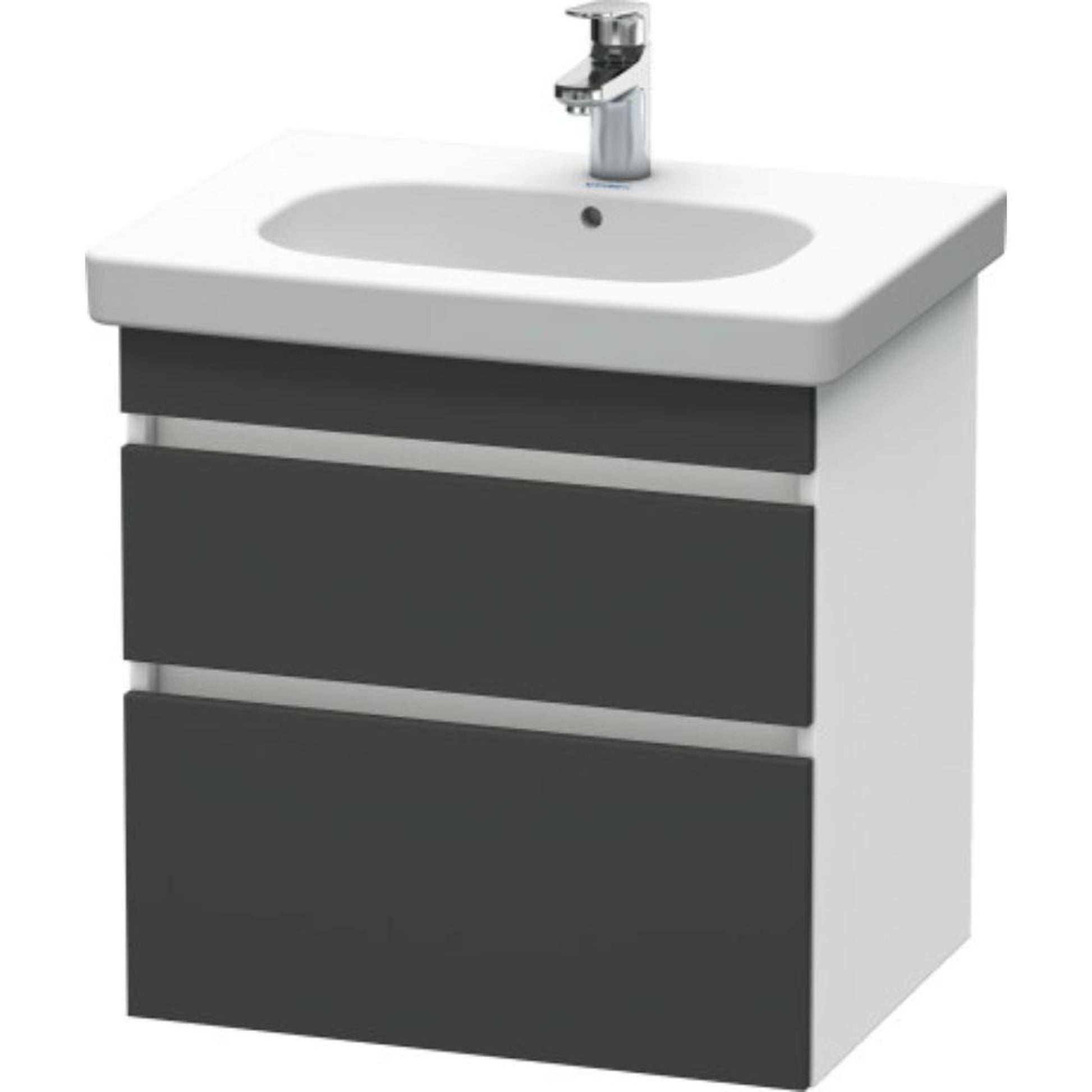 Duravit DuraStyle 24" x 24" x 18" Two Drawer Wall-Mount Vanity Unit in Graphite and White (DS648304918)