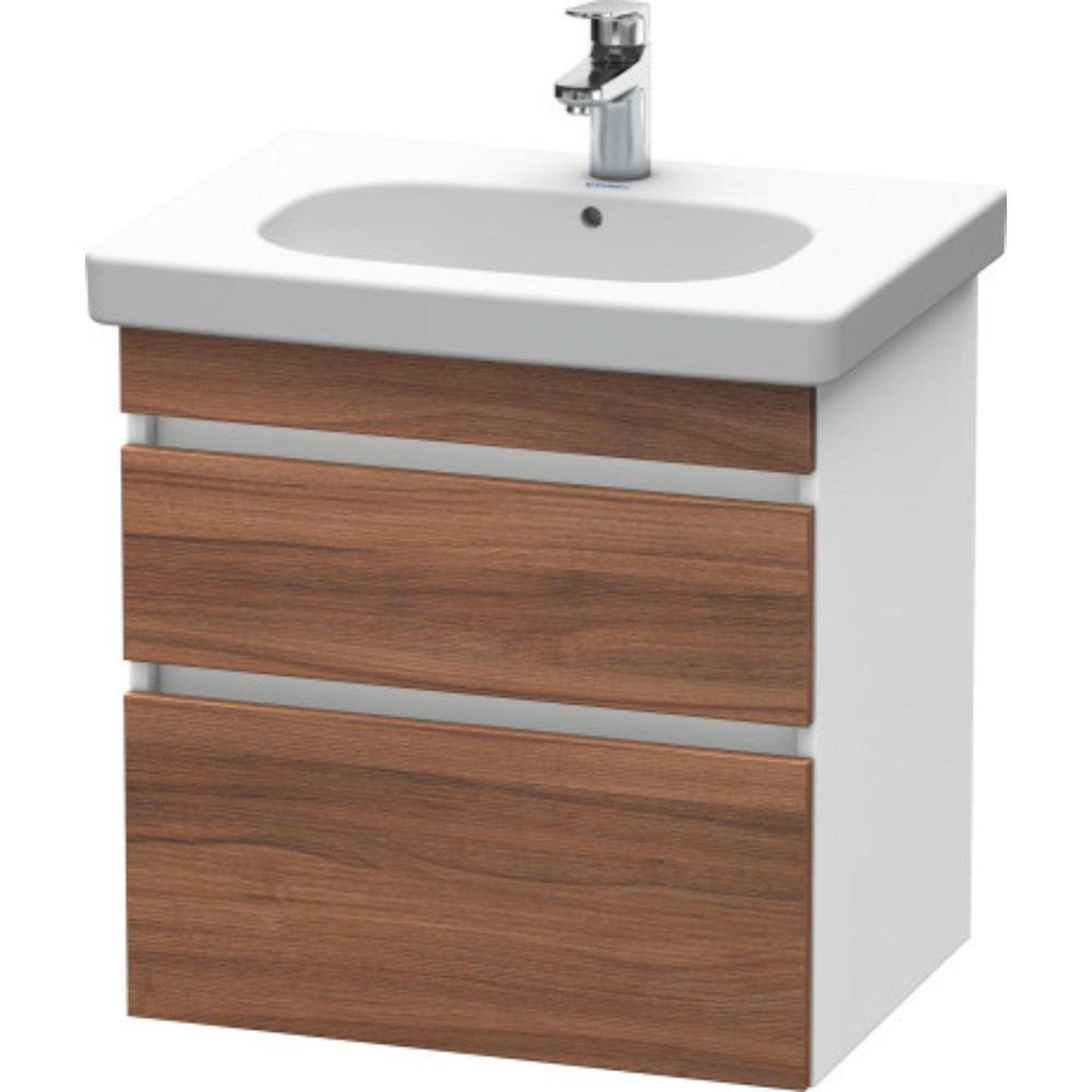 Duravit DuraStyle 24" x 24" x 18" Two Drawer Wall-Mount Vanity Unit in Natural Walnut and White (DS648307918)