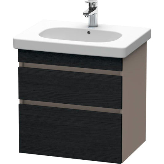 Duravit DuraStyle 24" x 24" x 18" Two Drawer Wall-Mount Vanity Unit in Oak Black and Basalt (DS648301643)