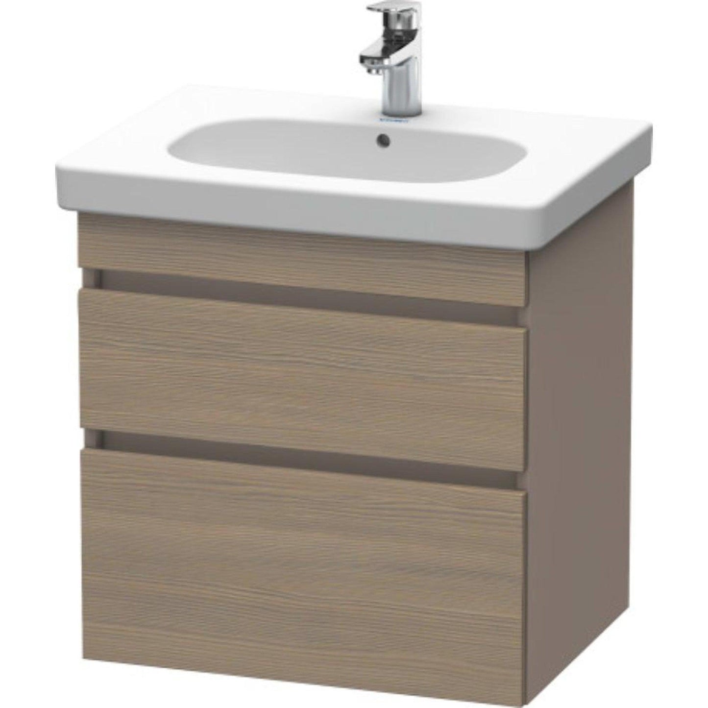 Duravit DuraStyle 24" x 24" x 18" Two Drawer Wall-Mount Vanity Unit in Oak Terra and Basalt (DS648303543)