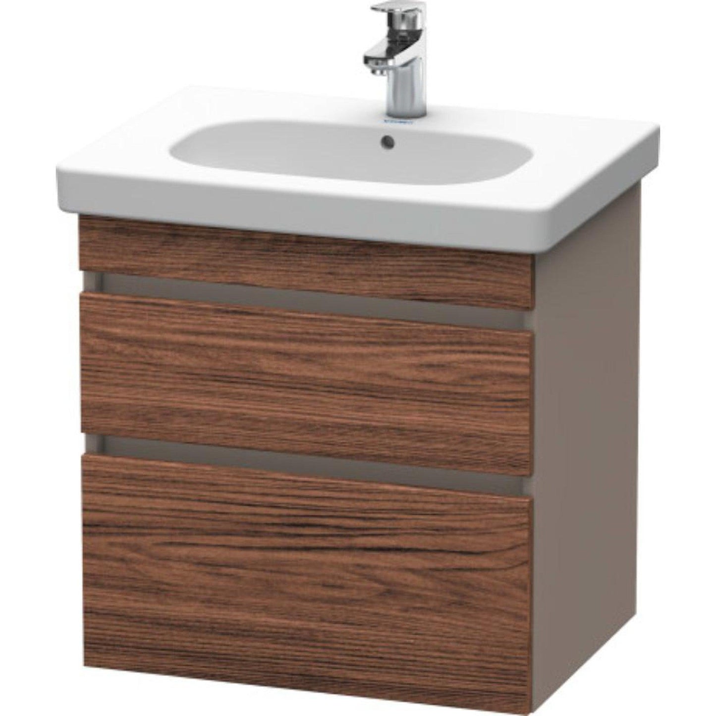 Duravit DuraStyle 24" x 24" x 18" Two Drawer Wall-Mount Vanity Unit in Walnut Dark and Basalt (DS648302143)