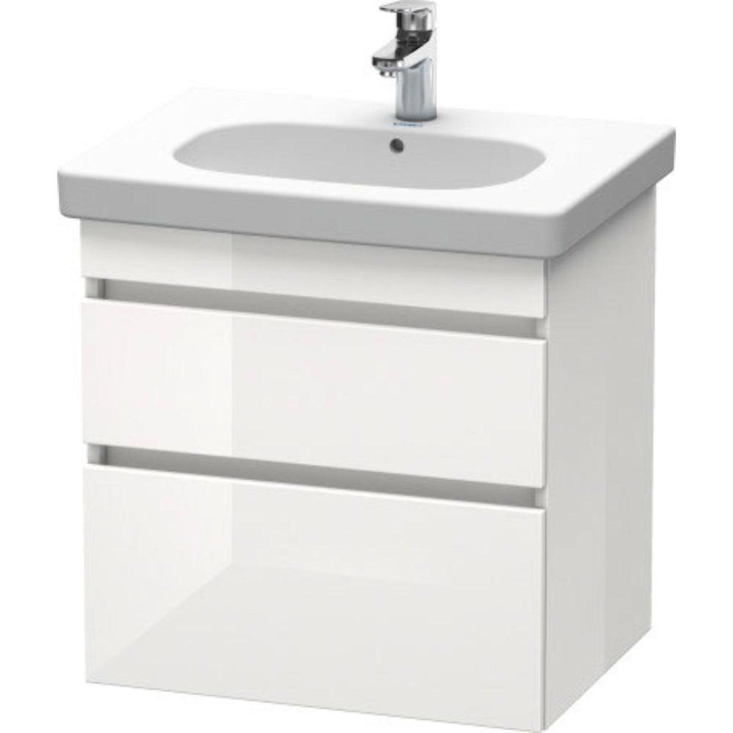 Duravit DuraStyle 24" x 24" x 18" Two Drawer Wall-Mount Vanity Unit in White High Gloss (DS648302222)