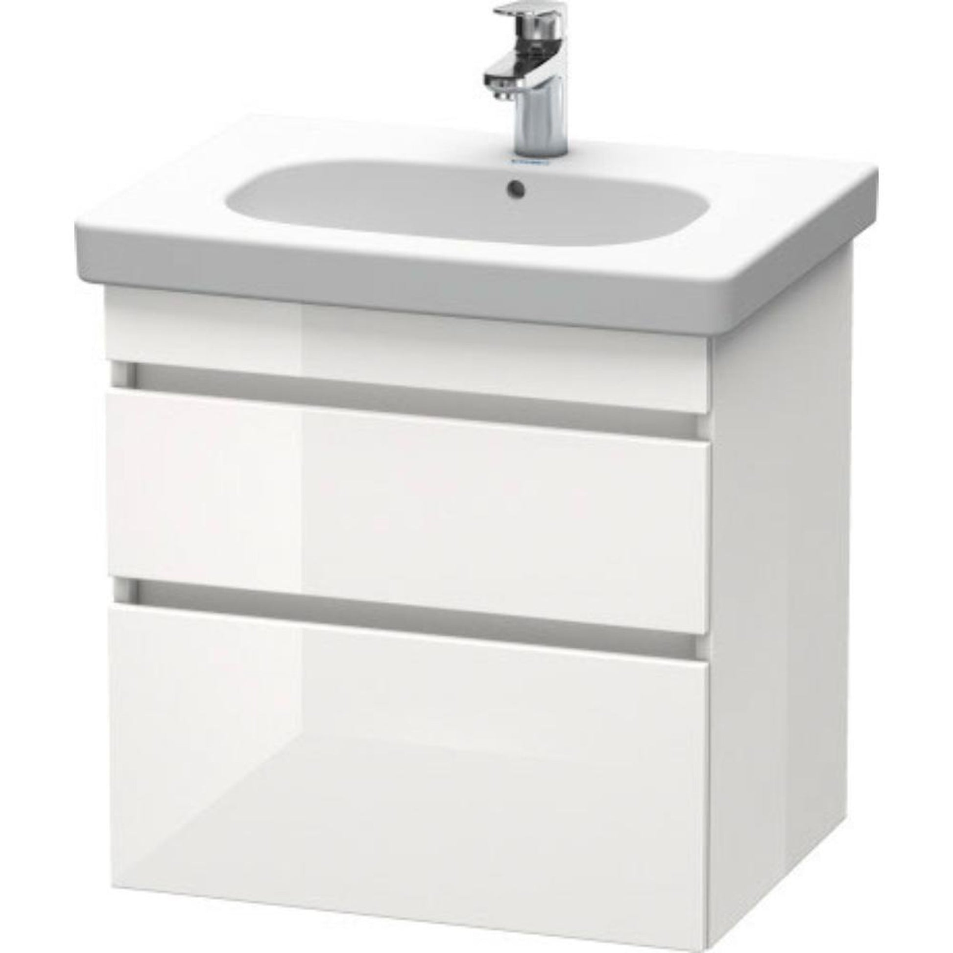 Duravit DuraStyle 24" x 24" x 18" Two Drawer Wall-Mount Vanity Unit in White High Gloss (DS648302222)