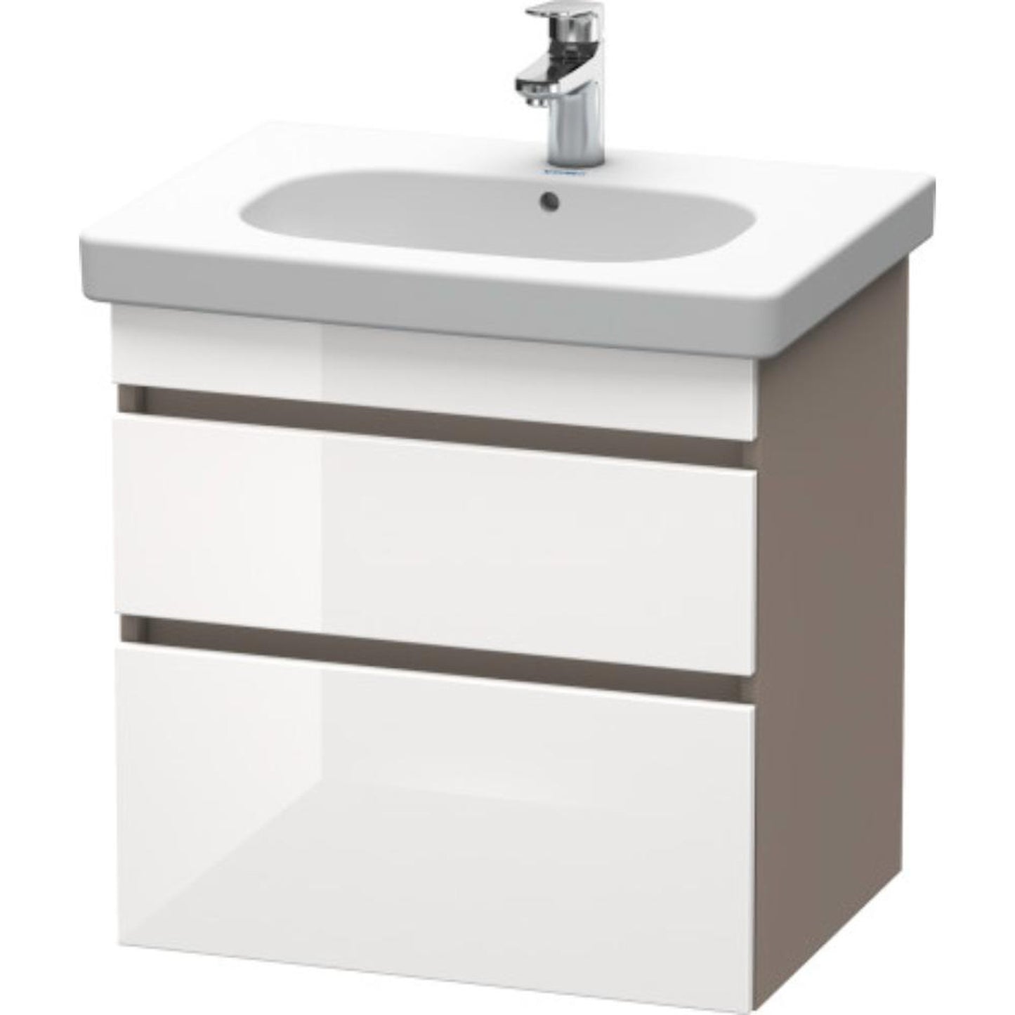 Duravit DuraStyle 24" x 24" x 18" Two Drawer Wall-Mount Vanity Unit in White High Gloss and Basalt (DS648302243)