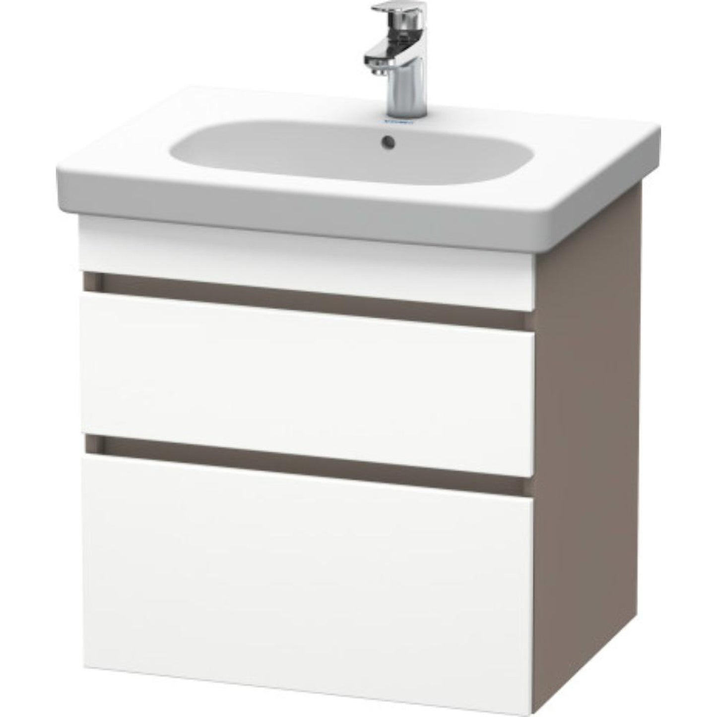 Duravit DuraStyle 24" x 24" x 18" Two Drawer Wall-Mount Vanity Unit in White Matt and Basalt (DS648301843)