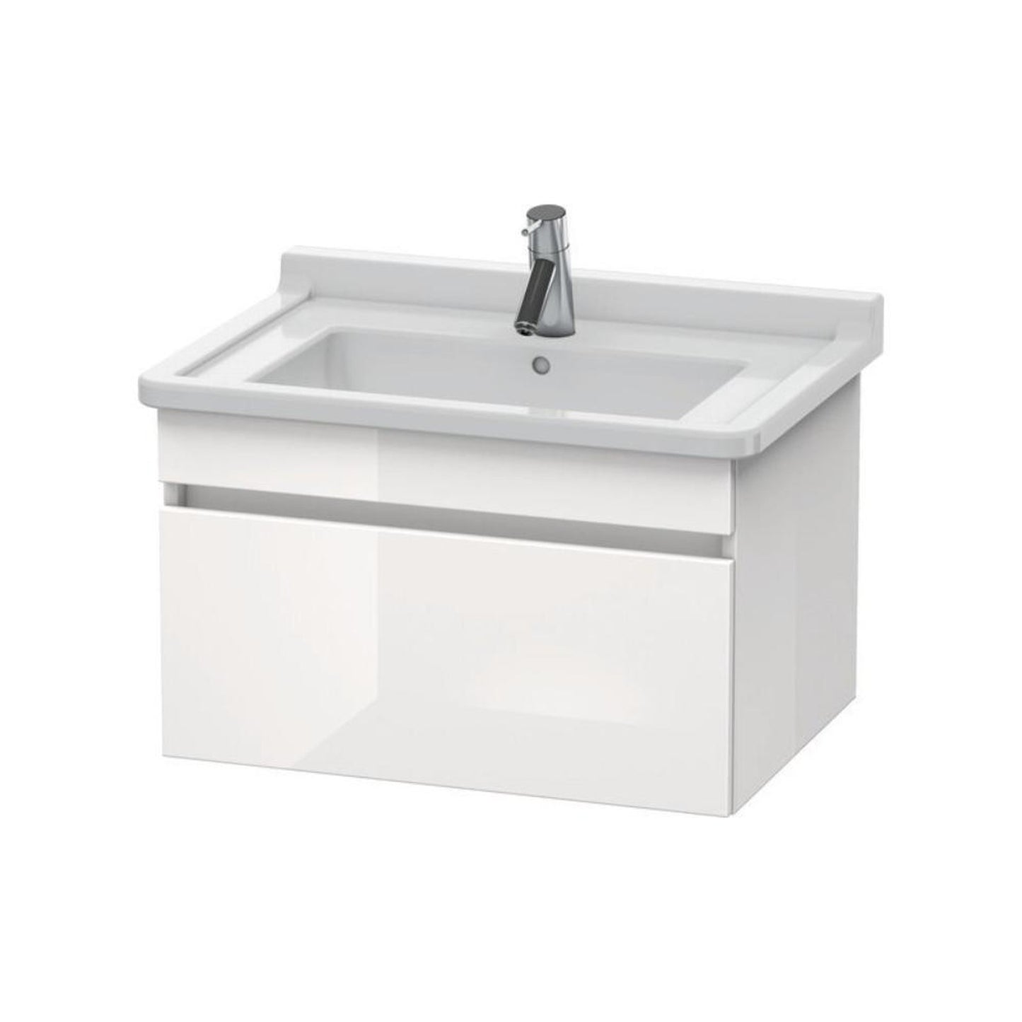 Duravit DuraStyle 26" x 16" x 18" One Drawer Wall-Mount Vanity Unit in White High Gloss (DS638702222)