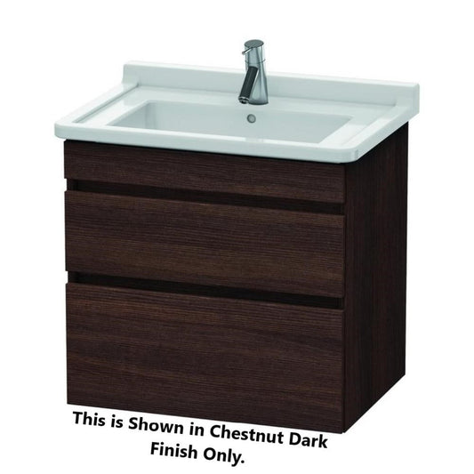 Duravit DuraStyle 26" x 24" x 18" Two Drawer Wall-Mount Vanity Unit in Chestnut Dark and Basalt (DS648705343)