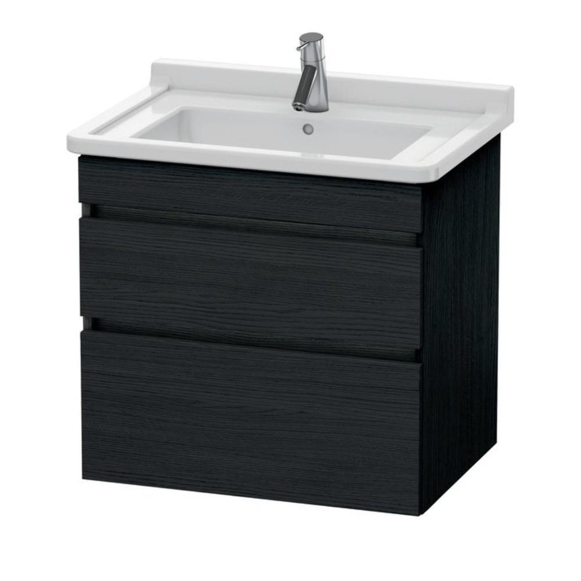 Duravit DuraStyle 26" x 24" x 18" Two Drawer Wall-Mount Vanity Unit in Oak Black (DS648701616)
