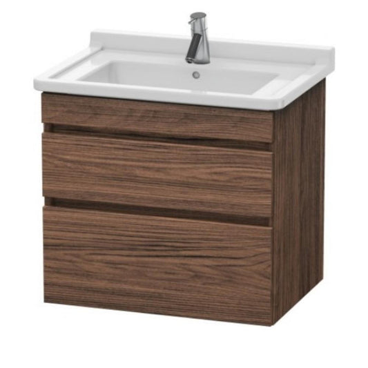 Duravit DuraStyle 26" x 24" x 18" Two Drawer Wall-Mount Vanity Unit in Walnut Dark (DS648702121)