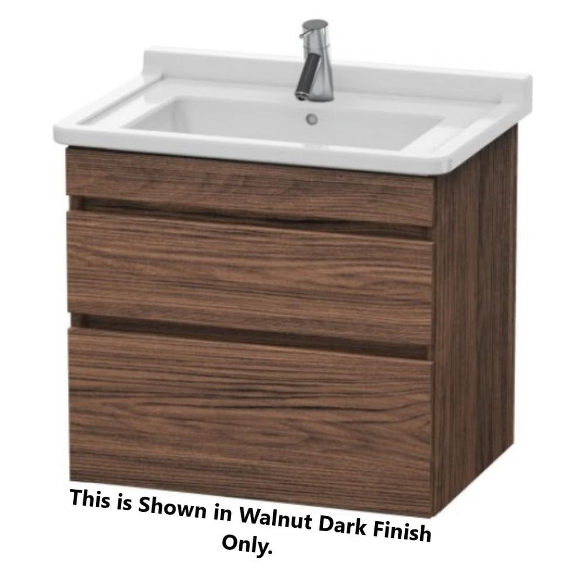 Duravit DuraStyle 26" x 24" x 18" Two Drawer Wall-Mount Vanity Unit in Walnut Dark and Basalt (DS648702143)