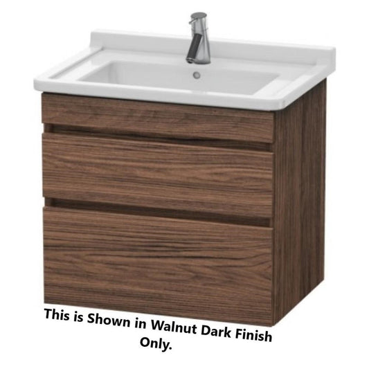 Duravit DuraStyle 26" x 24" x 18" Two Drawer Wall-Mount Vanity Unit in Walnut Dark and White (DS648702118)