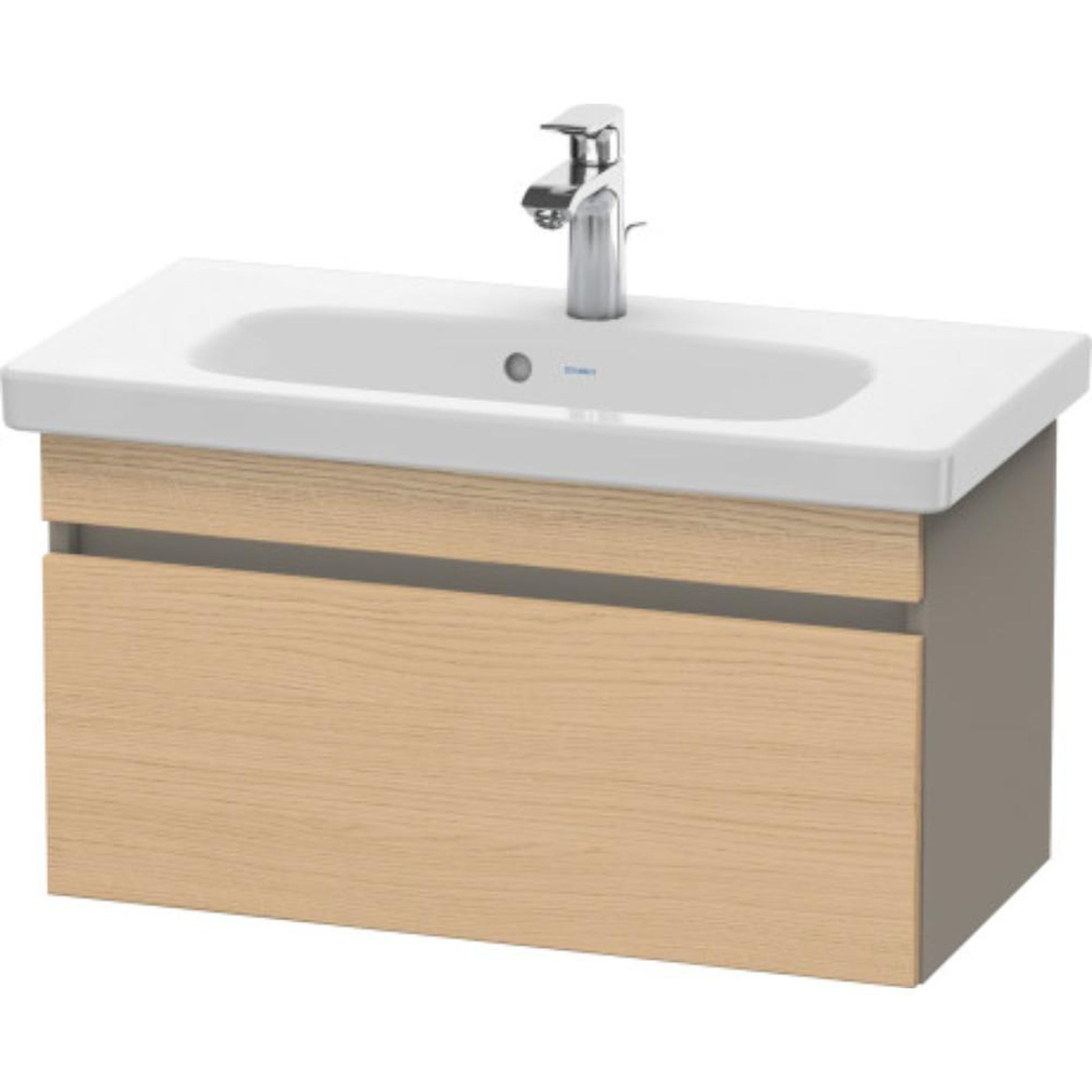 Duravit DuraStyle 29" x 16" x 14" One Drawer Wall-Mount Vanity Unit in Natural Oak and Basalt (DS639903043)