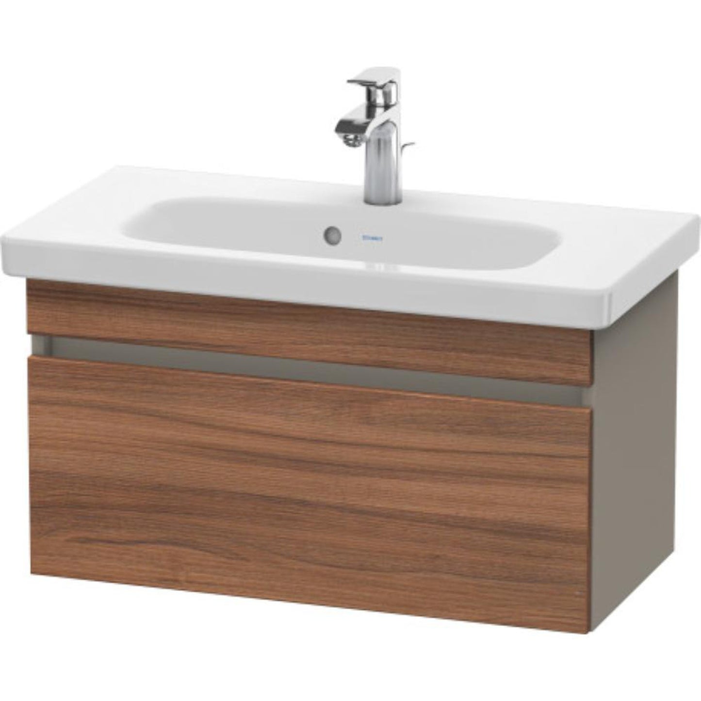 Duravit DuraStyle 29" x 16" x 14" One Drawer Wall-Mount Vanity Unit in Natural Walnut and Basalt (DS639907943)