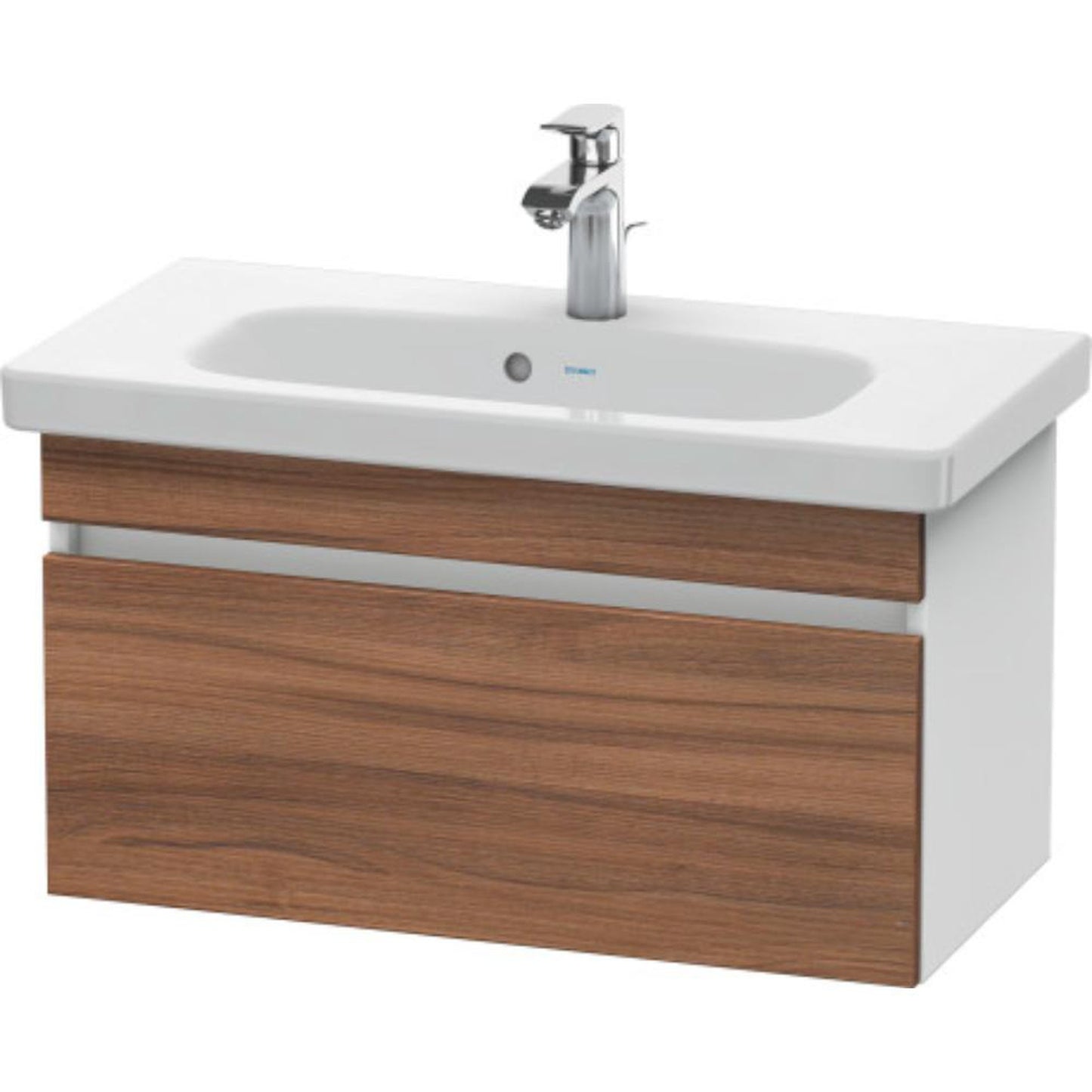 Duravit DuraStyle 29" x 16" x 14" One Drawer Wall-Mount Vanity Unit in Natural Walnut and White (DS639907918)
