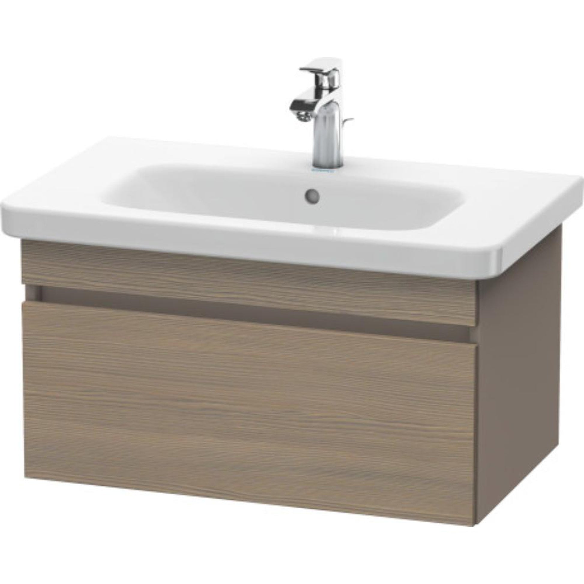 Duravit DuraStyle 29" x 16" x 18" One Drawer Wall-Mount Vanity Unit in Oak Terra and Basalt (DS638103543)