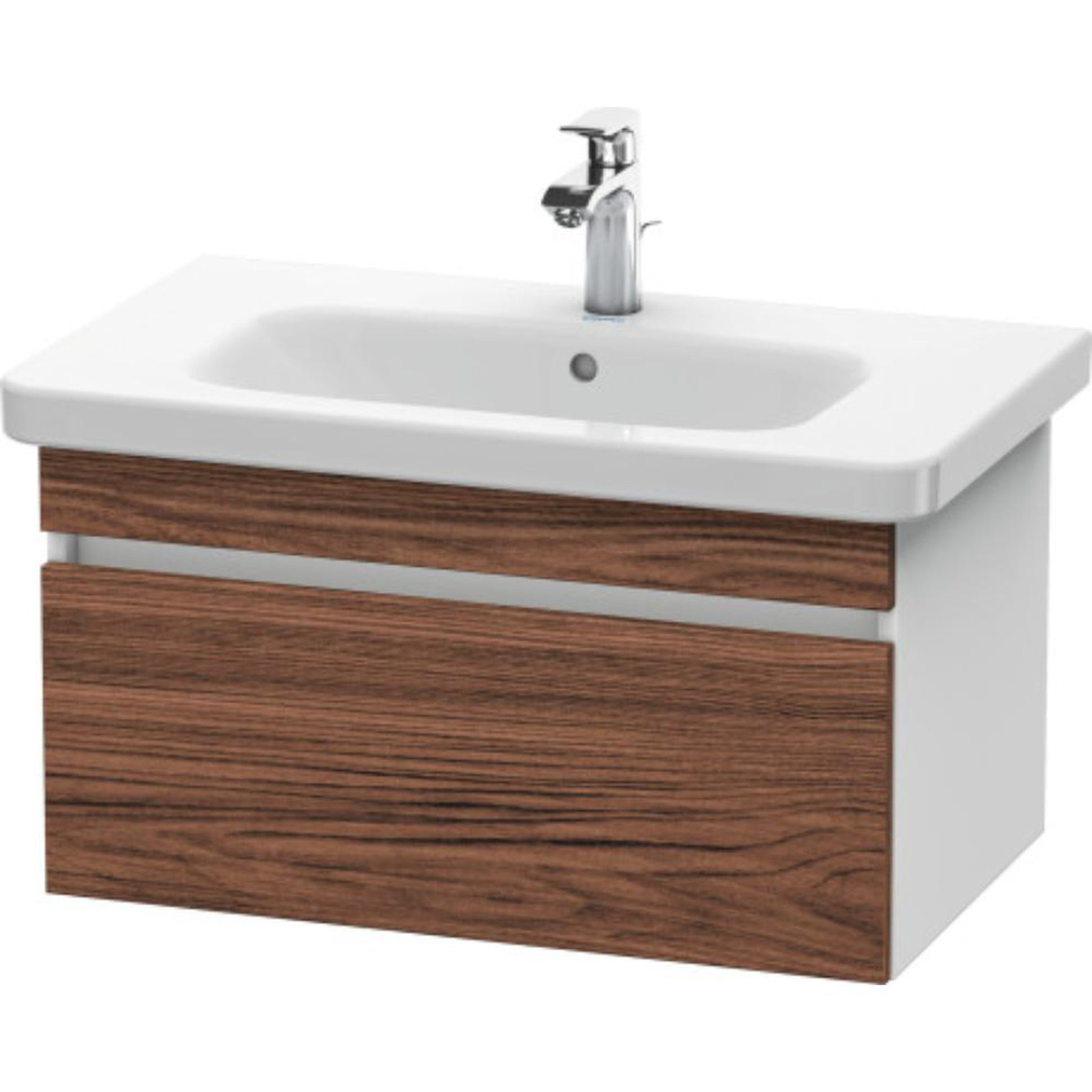 Duravit DuraStyle 29" x 16" x 18" One Drawer Wall-Mount Vanity Unit in Walnut Dark and White (DS638102118)