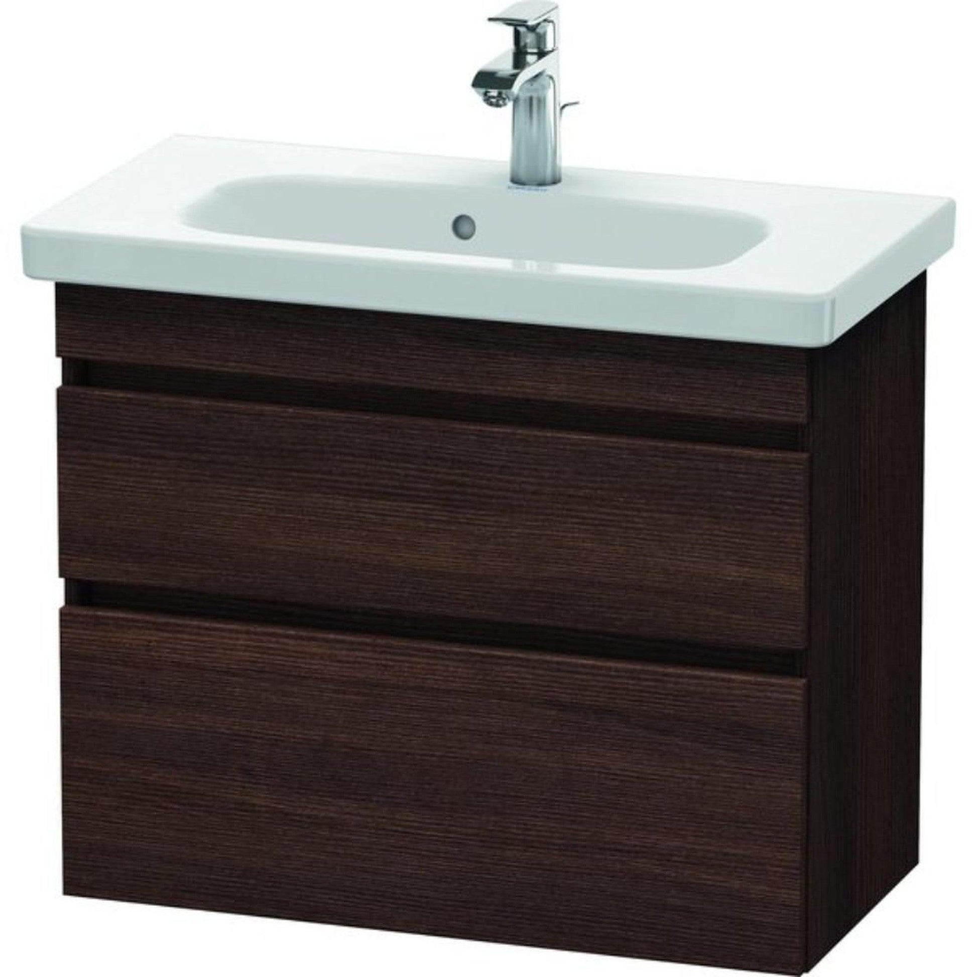 Duravit DuraStyle 29" x 24" x 14" Two Drawer Wall-Mount Vanity Unit in Chestnut Dark (DS649905353)
