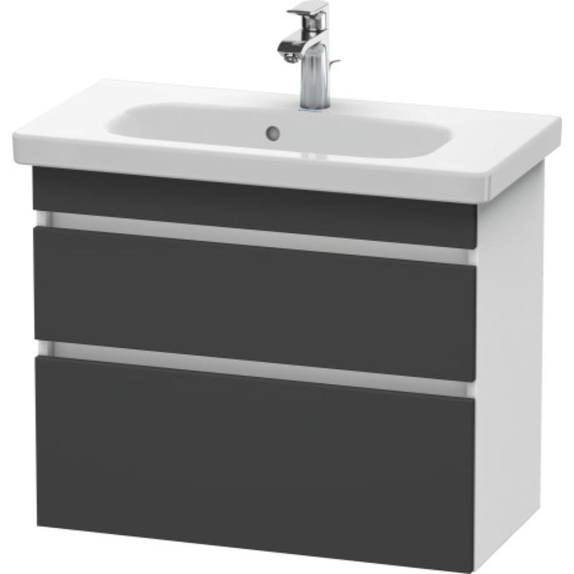 Duravit DuraStyle 29" x 24" x 14" Two Drawer Wall-Mount Vanity Unit in Graphite and White (DS649904918)
