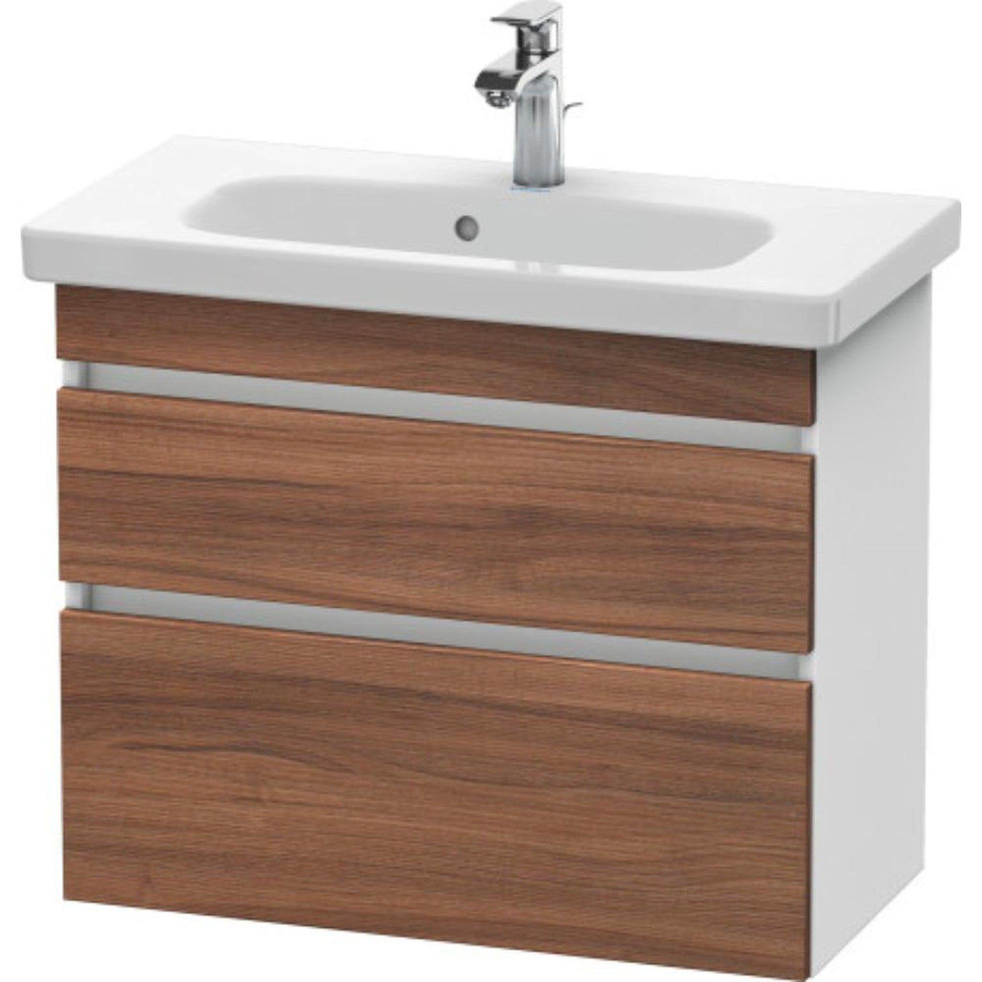 Duravit DuraStyle 29" x 24" x 14" Two Drawer Wall-Mount Vanity Unit in Natural Walnut and White (DS649907918)