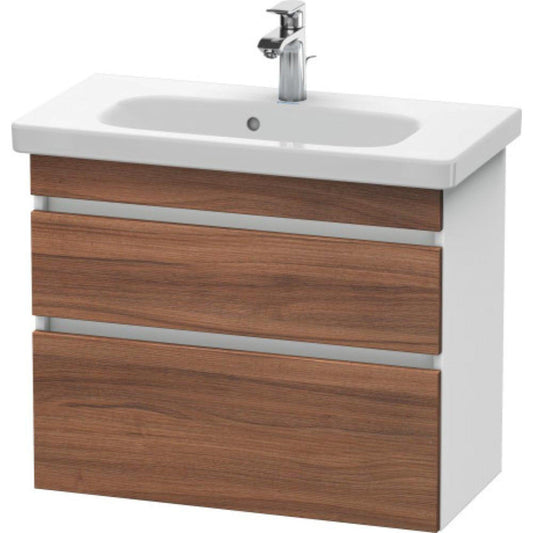 Duravit DuraStyle 29" x 24" x 14" Two Drawer Wall-Mount Vanity Unit in Natural Walnut and White (DS649907918)