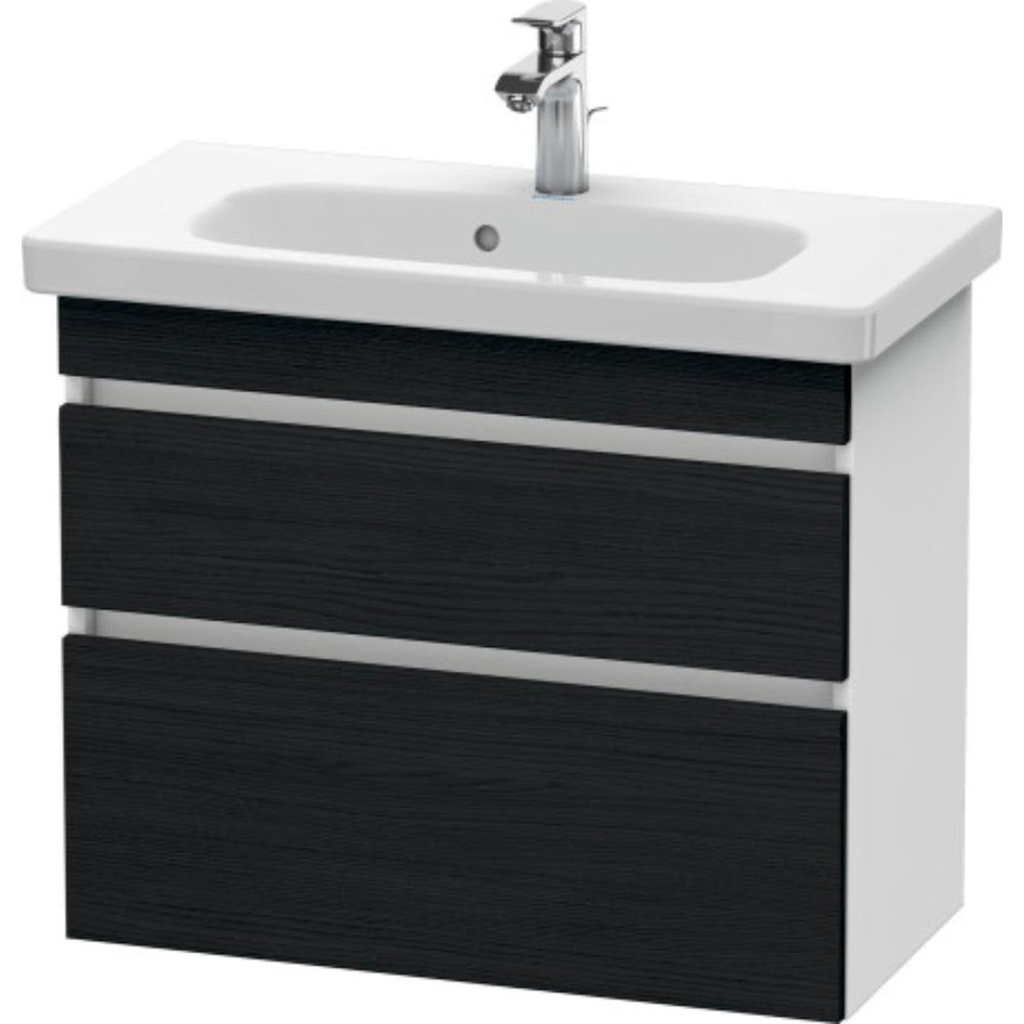 Duravit DuraStyle 29" x 24" x 14" Two Drawer Wall-Mount Vanity Unit in Oak Black and White (DS649901618)