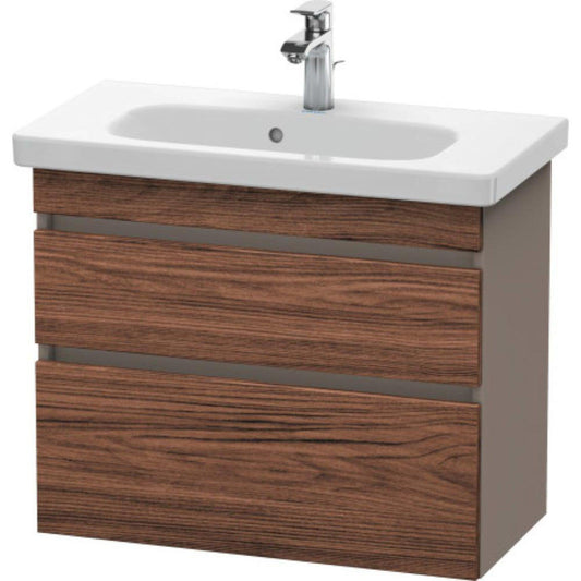 Duravit DuraStyle 29" x 24" x 14" Two Drawer Wall-Mount Vanity Unit in Walnut Dark and Basalt (DS649902143)