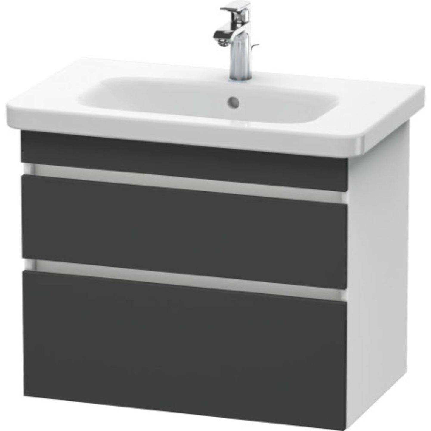 Duravit DuraStyle 29" x 24" x 18" Two Drawer Wall-Mount Vanity Unit in Graphite and White (DS648104918)