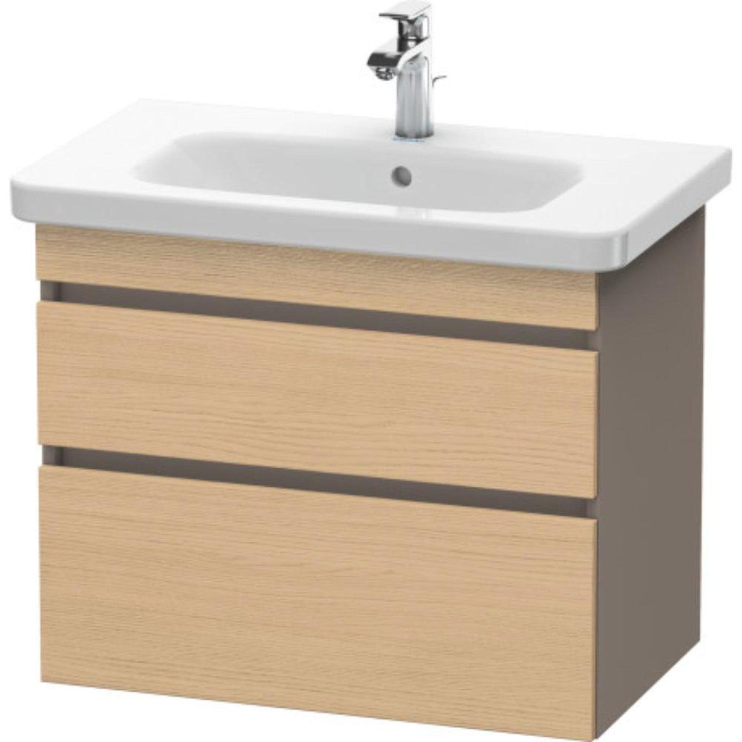 Duravit DuraStyle 29" x 24" x 18" Two Drawer Wall-Mount Vanity Unit in Natural Oak and Basalt (DS648103043)