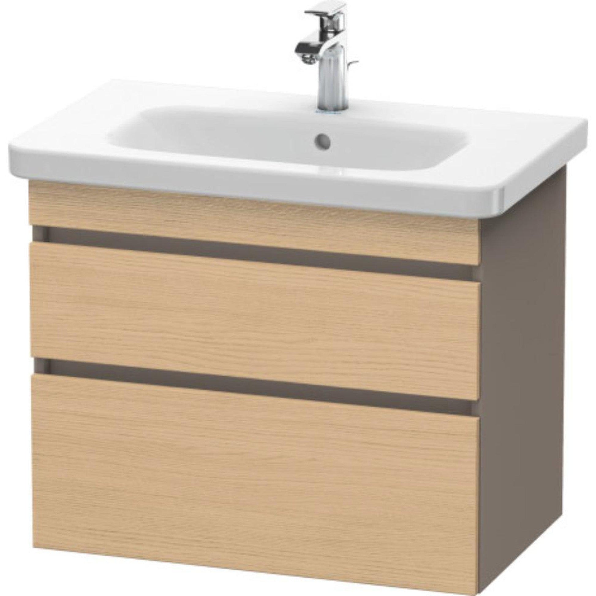 Duravit DuraStyle 29" x 24" x 18" Two Drawer Wall-Mount Vanity Unit in Natural Oak and Basalt (DS648103043)