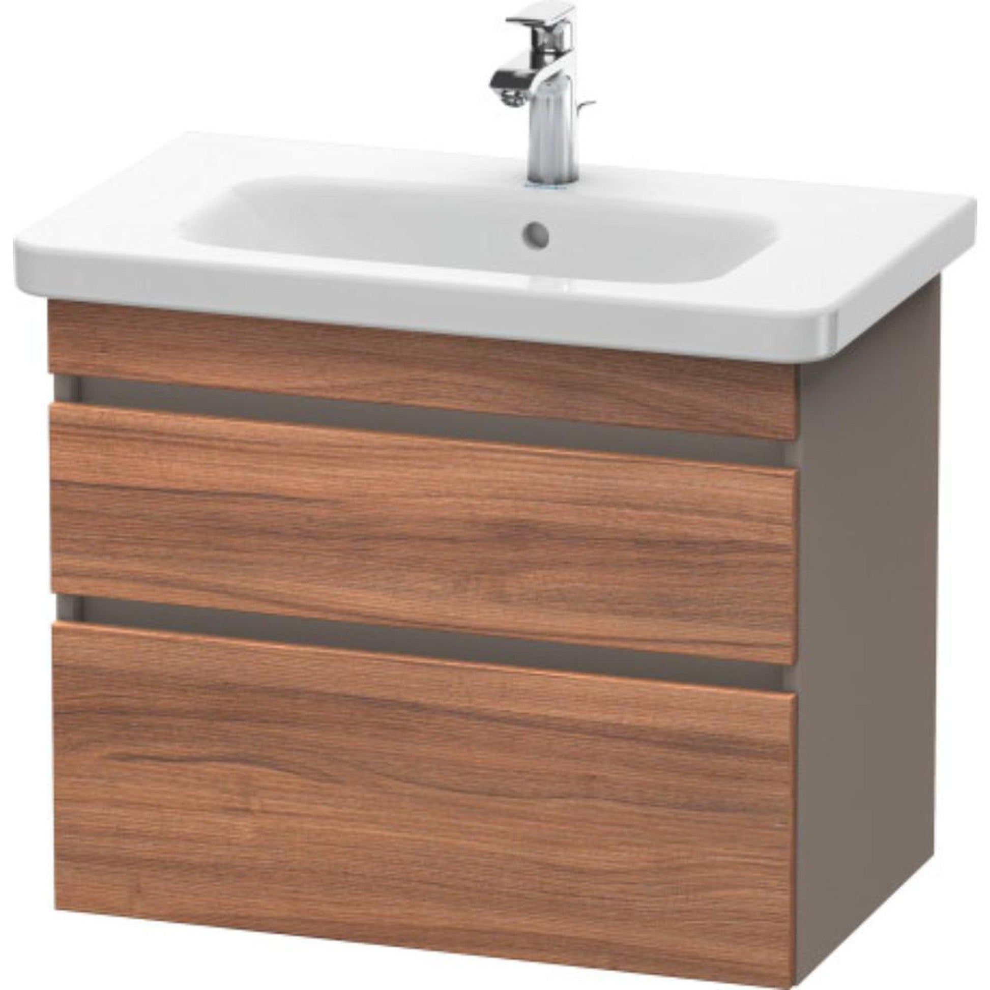 Duravit DuraStyle 29" x 24" x 18" Two Drawer Wall-Mount Vanity Unit in Natural Walnut and Basalt (DS648107943)