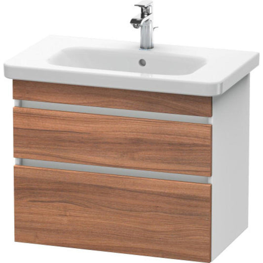 Duravit DuraStyle 29" x 24" x 18" Two Drawer Wall-Mount Vanity Unit in Natural Walnut and White (DS648107918)