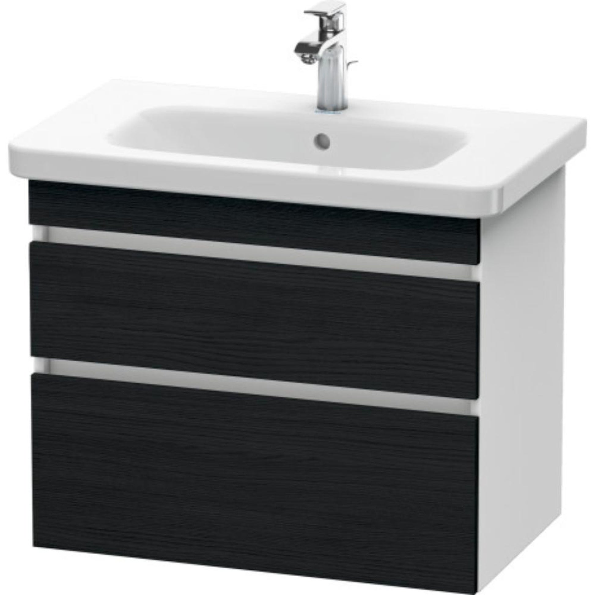 Duravit DuraStyle 29" x 24" x 18" Two Drawer Wall-Mount Vanity Unit in Oak Black and White (DS648101618)