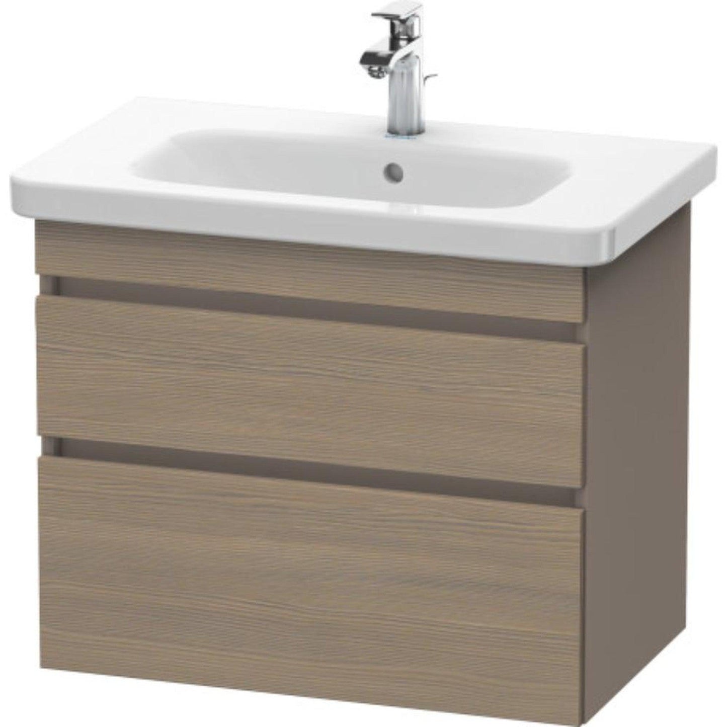 Duravit DuraStyle 29" x 24" x 18" Two Drawer Wall-Mount Vanity Unit in Oak Terra and Basalt (DS648103543)