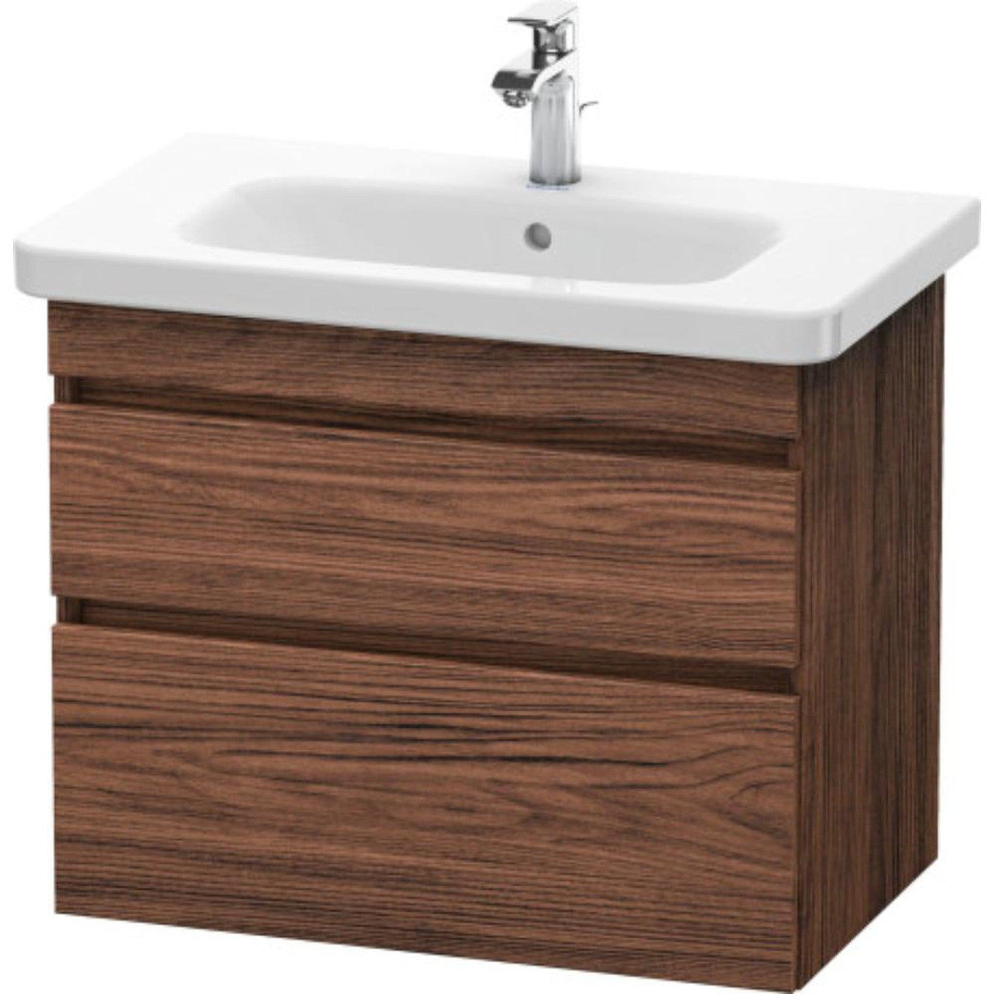 Duravit DuraStyle 29" x 24" x 18" Two Drawer Wall-Mount Vanity Unit in Walnut Dark (DS648102121)