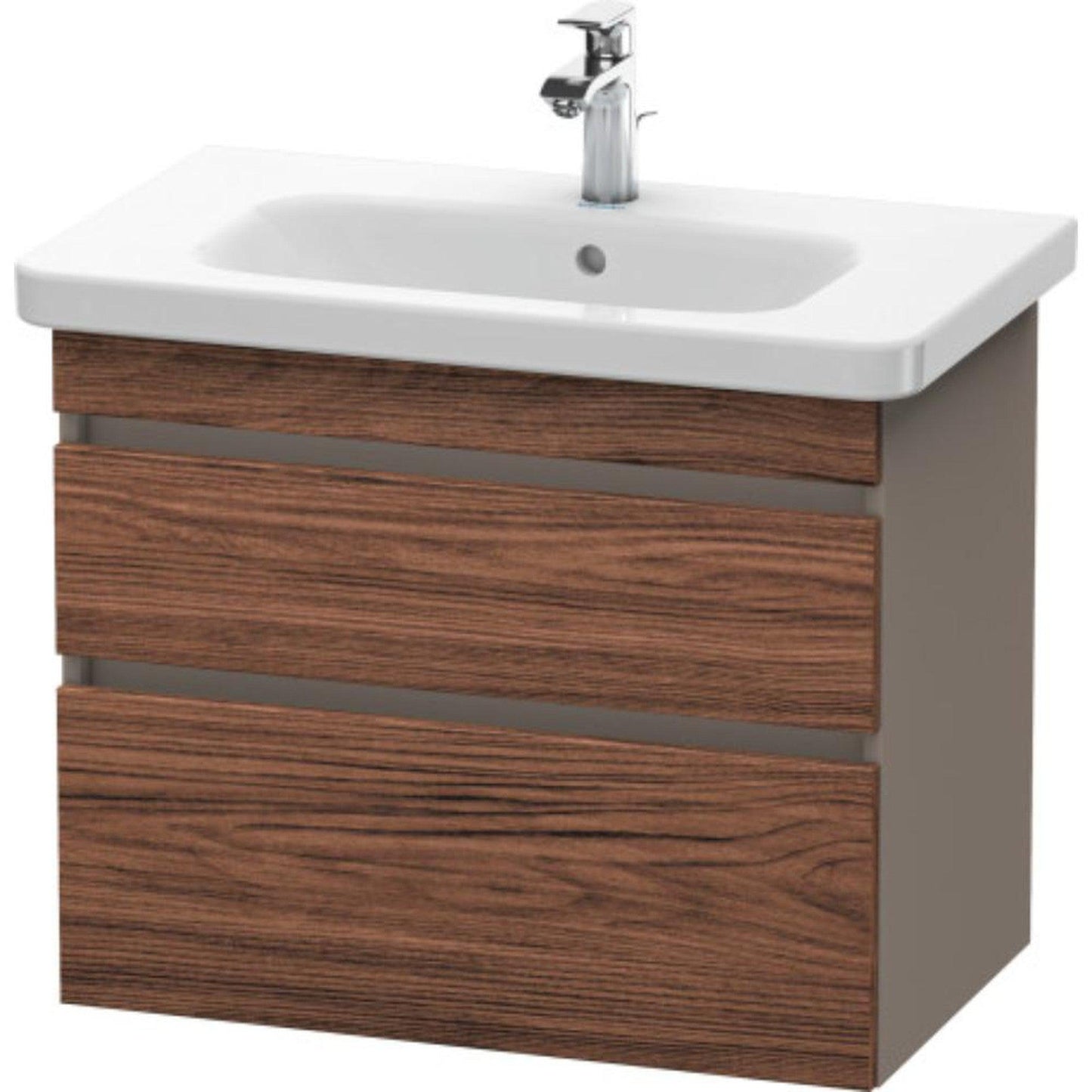 Duravit DuraStyle 29" x 24" x 18" Two Drawer Wall-Mount Vanity Unit in Walnut Dark and Basalt (DS648102143)