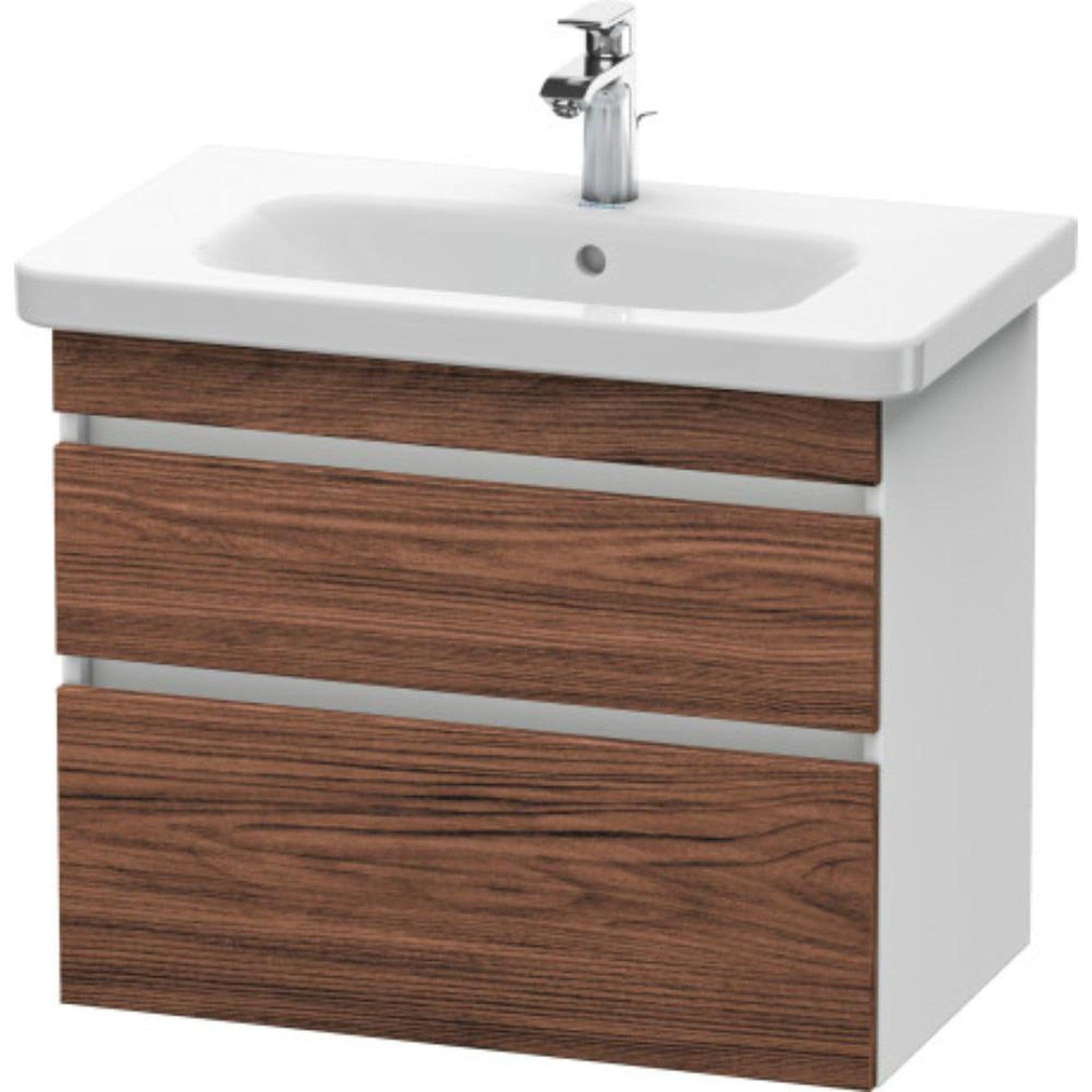 Duravit DuraStyle 29" x 24" x 18" Two Drawer Wall-Mount Vanity Unit in Walnut Dark and White (DS648102118)