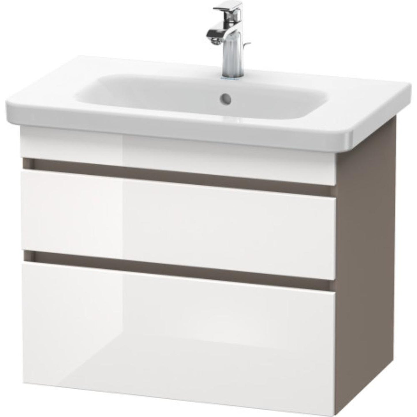 Duravit DuraStyle 29" x 24" x 18" Two Drawer Wall-Mount Vanity Unit in White High Gloss and Basalt (DS648102243)