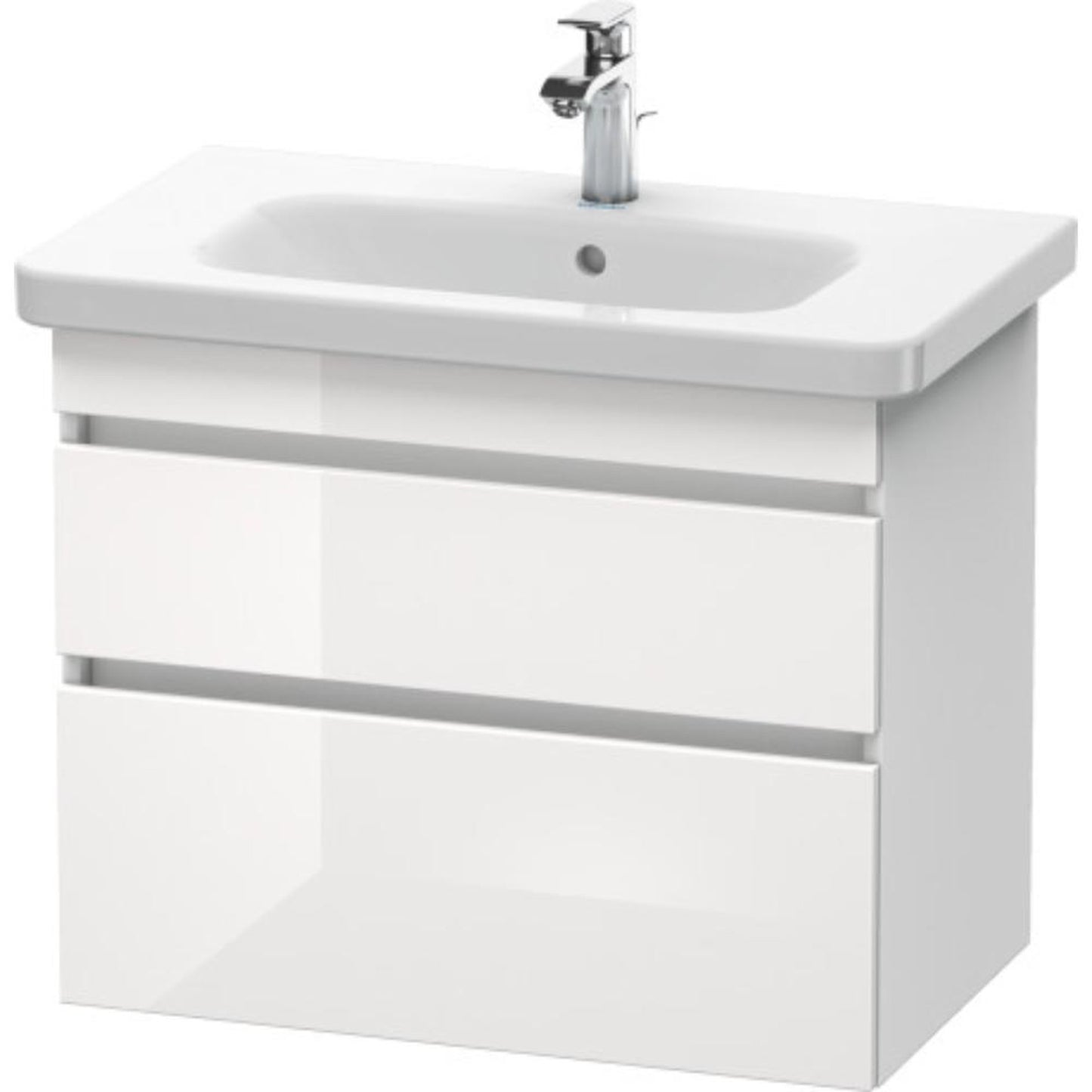 Duravit DuraStyle 29" x 24" x 18" Two Drawer Wall-Mount Vanity Unit in White High Gloss and White Matt (DS648102218)