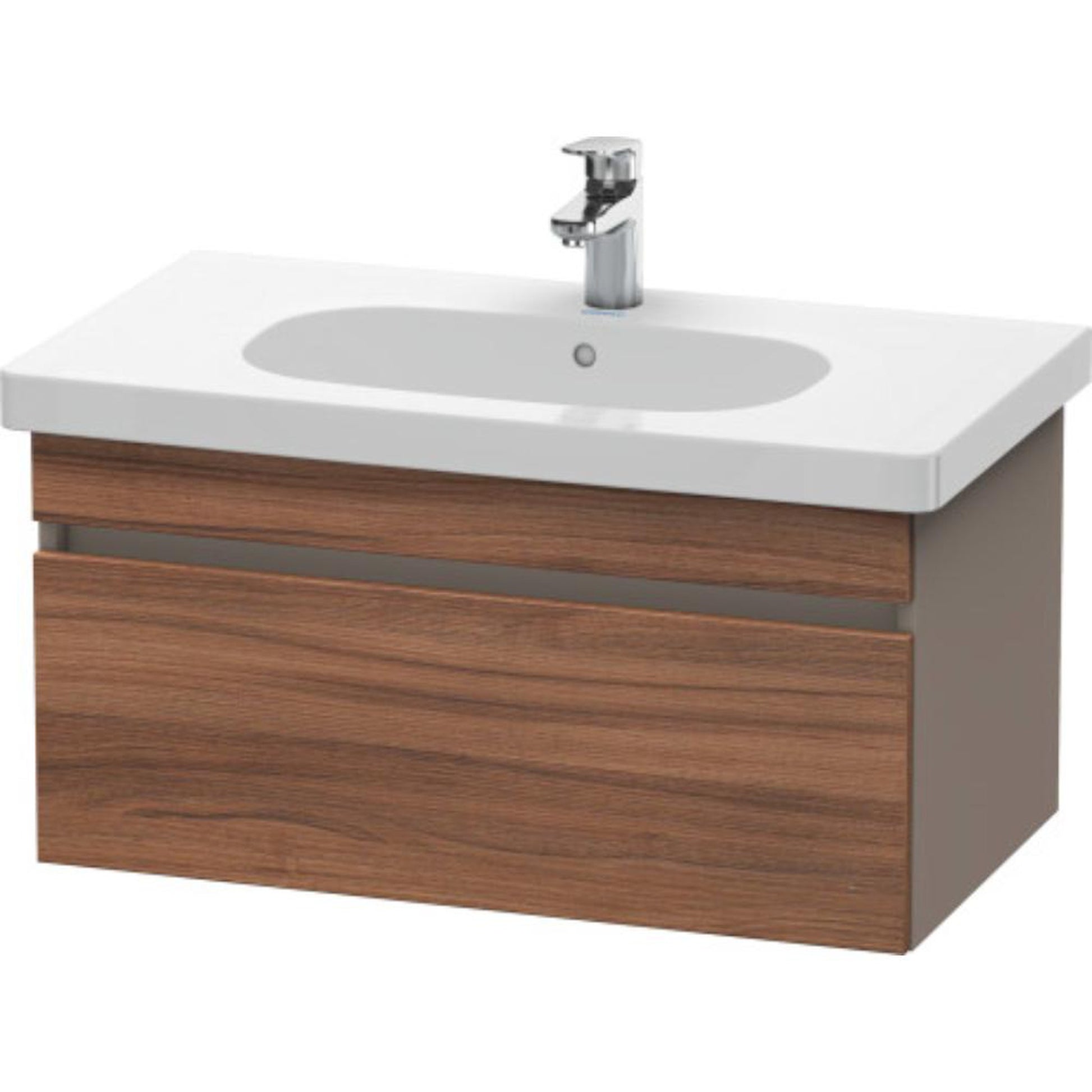 Duravit DuraStyle 31" x 16" x 18" One Drawer Wall-Mount Vanity Unit in Natural Walnut and Basalt (DS638407943)