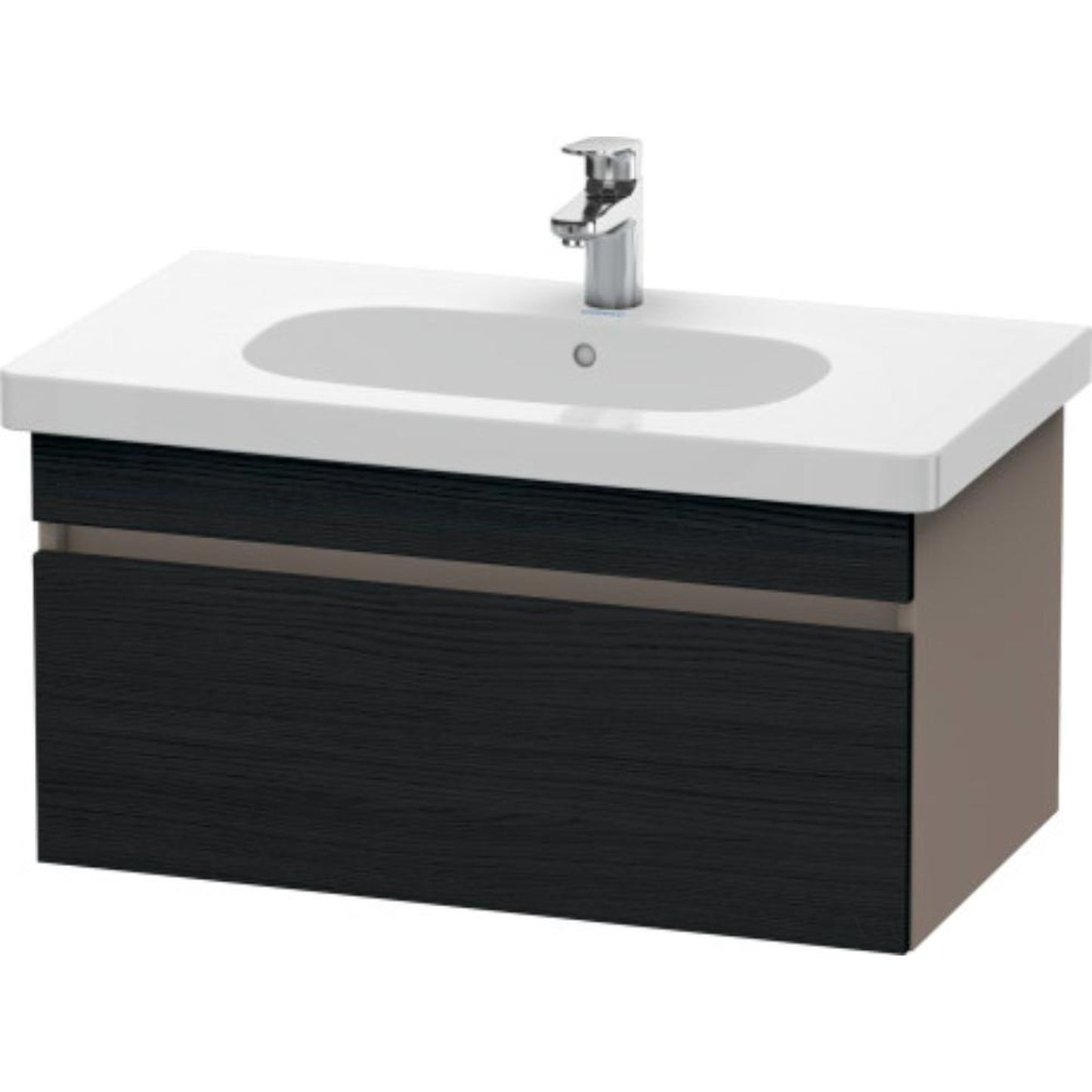Duravit DuraStyle 31" x 16" x 18" One Drawer Wall-Mount Vanity Unit in Oak Black and Basalt (DS638401643)