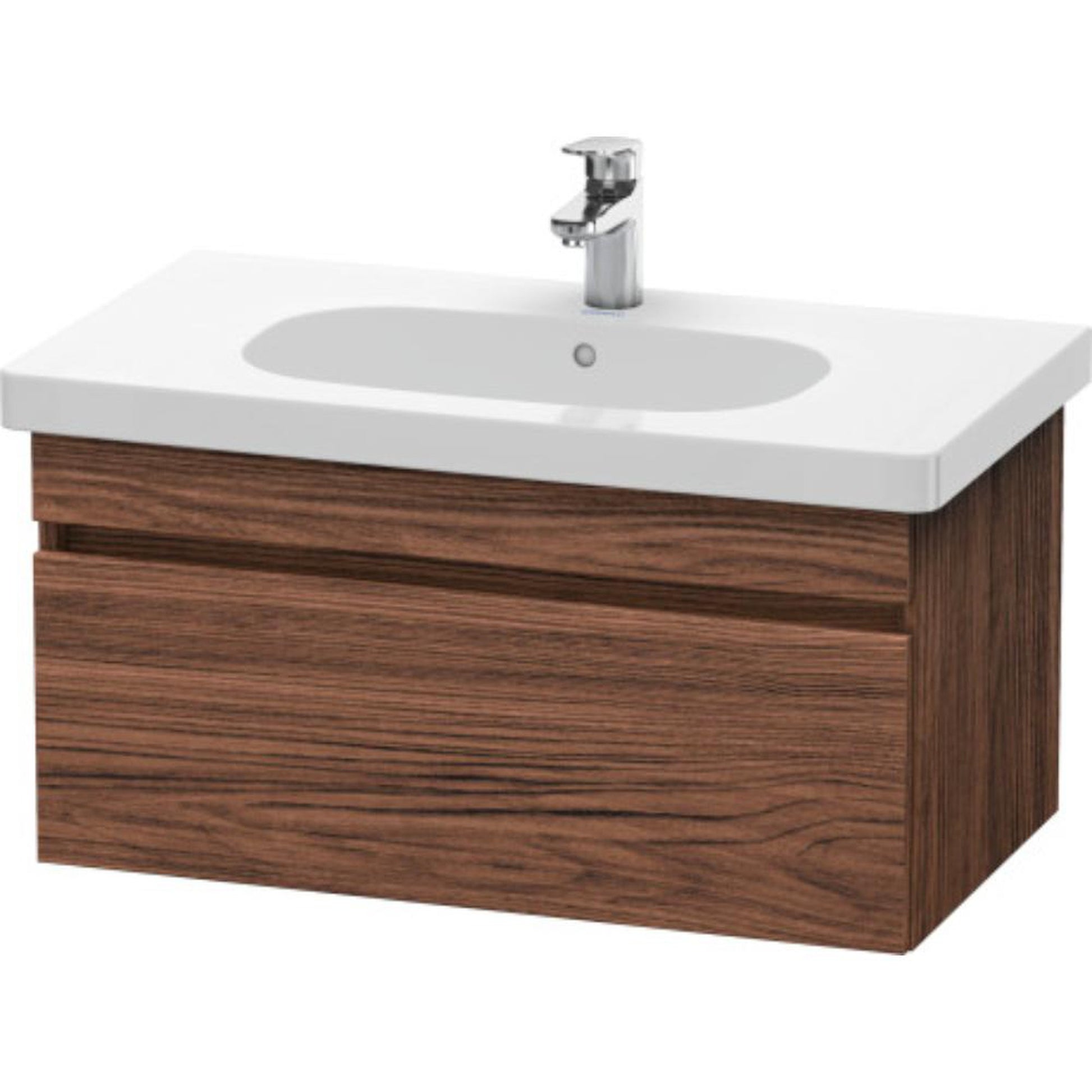 Duravit DuraStyle 31" x 16" x 18" One Drawer Wall-Mount Vanity Unit in Walnut Dark (DS638402121)