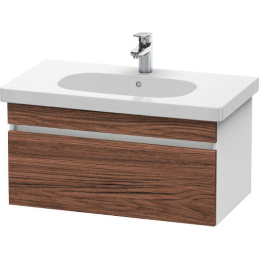Duravit DuraStyle 31" x 16" x 18" One Drawer Wall-Mount Vanity Unit in Walnut Dark and White (DS638402118)